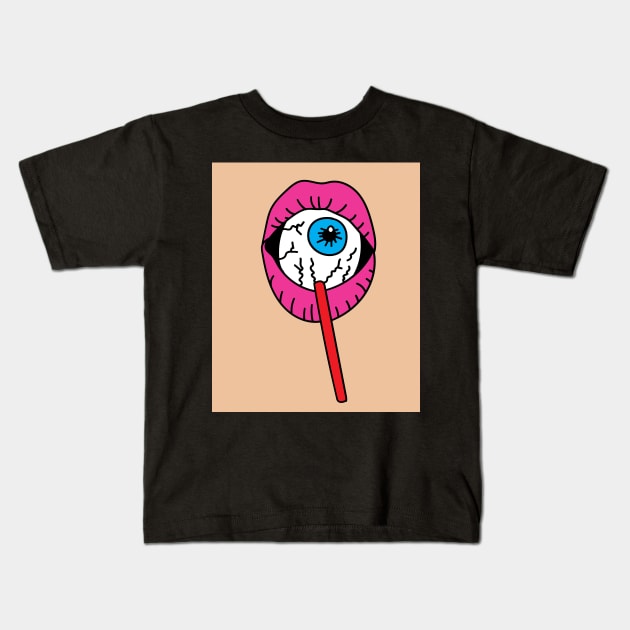 Creepy Eye To Eat Halloween Kids T-Shirt by flofin